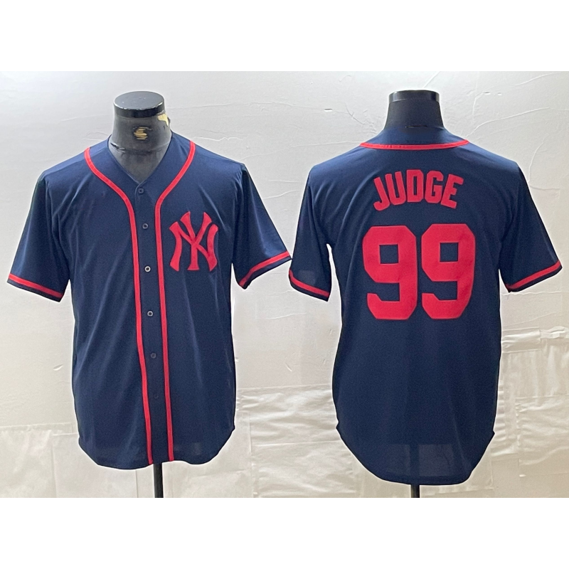 Boles  New York Yankees #99 Aaron Judge Navy Red  Fashion Cool Base Jersey