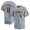 Boles    Milwaukee Brewers #11 Jackson Chourio Grey  2024 Away Limited Stitched Jersey