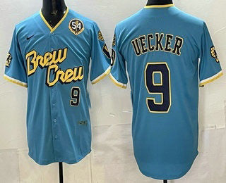 Boles    Milwaukee Brewers #9 Bob Uecker Blue  City Connect Limited Jersey
