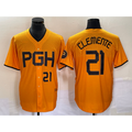 Boles  Pittsburgh Pirates #21 Roberto Clemente Number Gold  2023 City Connect Stitched Jersey 2