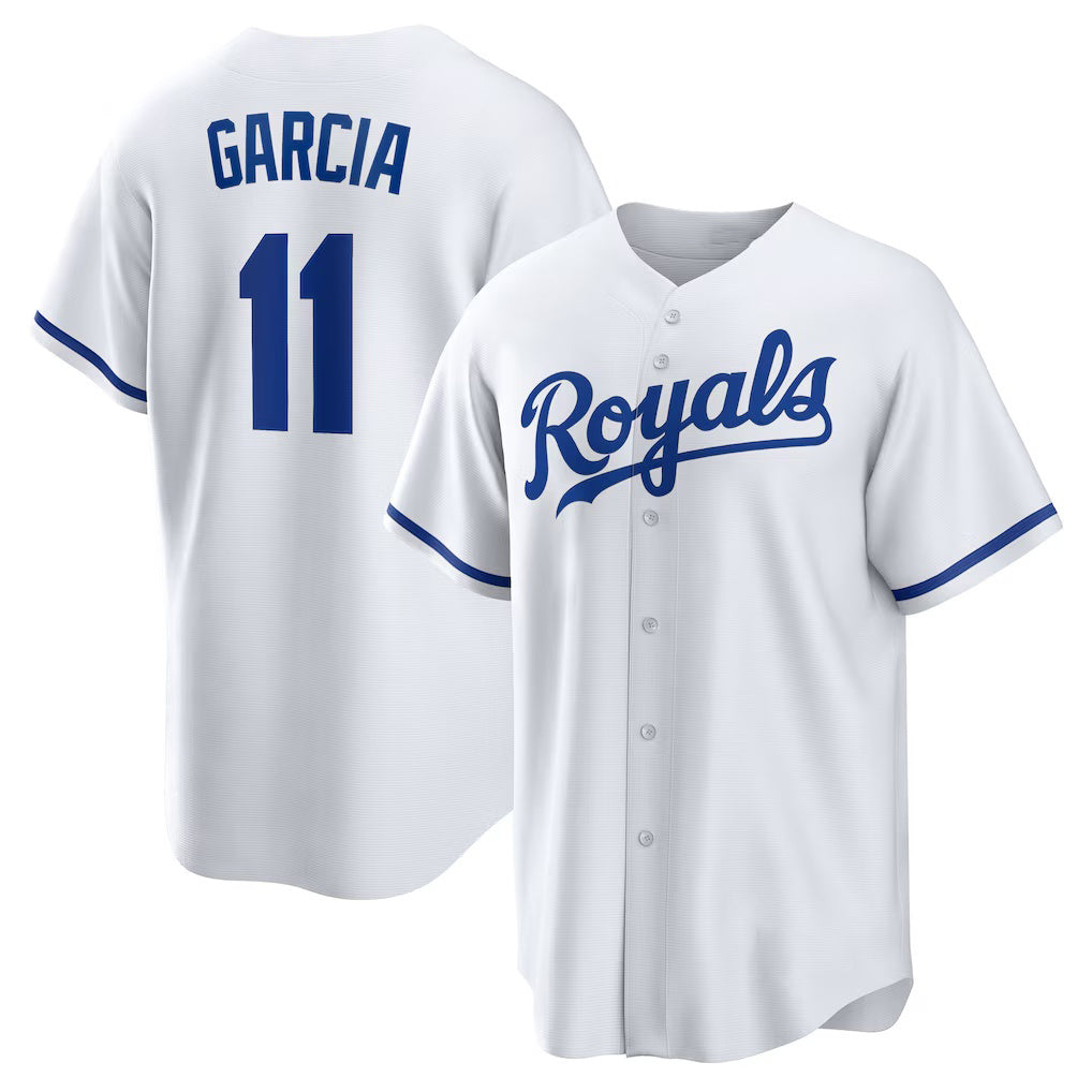 Boles  Kansas City Royals #11 Maikel Garcia White  Home Replica Jersey