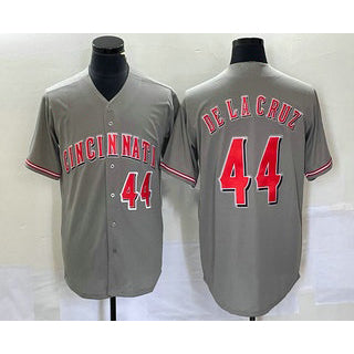 Boles Cincinnati Reds #44 Elly De La Cruz Number Grey  Cool Base Stitched Jersey