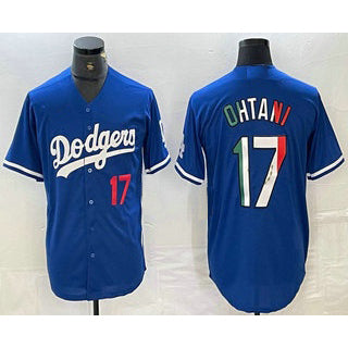 Boles Los Angeles Dodgers #17 Shohei Ohtani Number Mexico Blue  Cool Base Stitched Jerseys