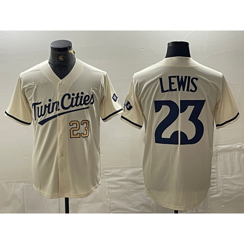 Boles  Minnesota Twins #23 Royce Lewis Number Cream  Cool Base Stitched Jerseys