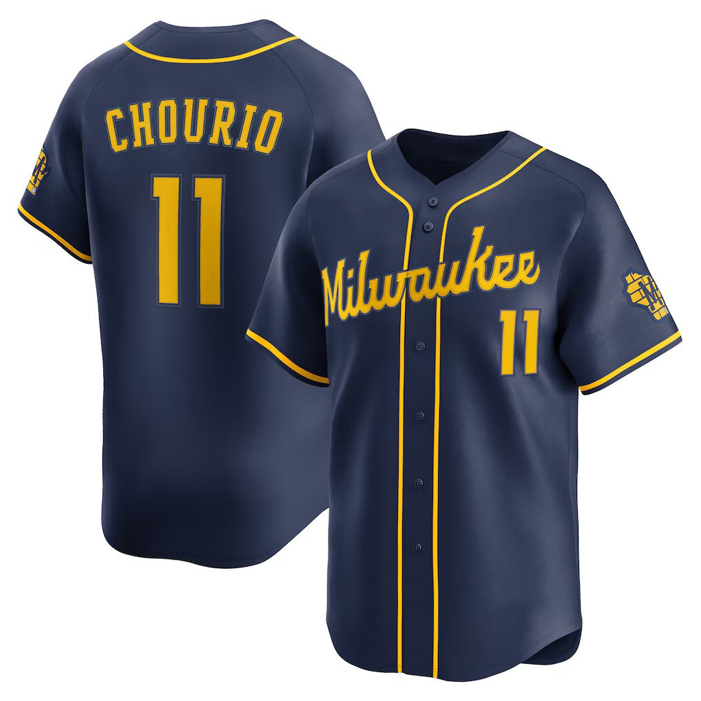 Boles    Milwaukee Brewers #11 Jackson Chourio Navy  Alternate 2 Limited Jersey