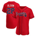 Boles Atlanta Braves #28 Matt Olson Red  Flex Base Stitched Jersey