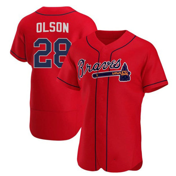 Boles Atlanta Braves #28 Matt Olson Red  Flex Base Stitched Jersey