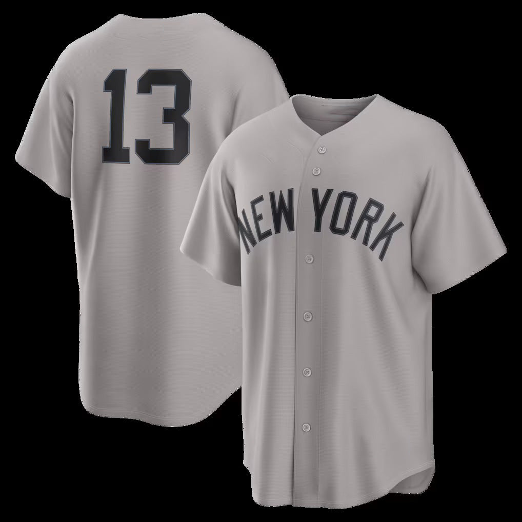 Boles  New York Yankees #13 Jazz Chisholm Jr. Gray  Road Replica Jersey