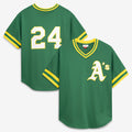 Boles  Oakland Athletics  #24 Rickey Henderson Mitchell & Ness Green  Authentic Batting Practice Jersey 2