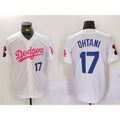 Boles Los Angeles Dodgers #17 Shohei Ohtani White Pink  Vin & Kobe Patch Stitched Jersey1