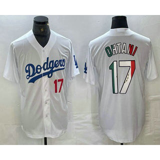 Boles Los Angeles Dodgers #17 Shohei Ohtani Number Mexico White  Cool Base Stitched Jersey 2