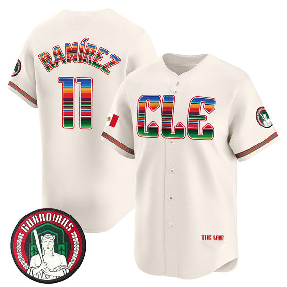 Boles  Cleveland Guardians #11 Jos¨¦ Ram¨ªrez Cream  Mexico Vapor Premier Limited Stitched Jersey