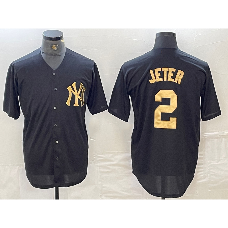 Boles  New York Yankees #2 Derek Jeter Black White  Cool Base Stitched Jersey