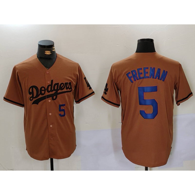 Boles Los Angeles Dodgers #5 Freddie Freeman Number Olive  Cool Base Limited Stitched Jerseys
