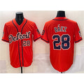 Boles Detroit Tigers #28 Javier B¨¢ez Orange  With Patch Vapor Premier Limited Stitched Jersey