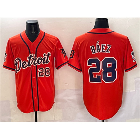 Boles Detroit Tigers #28 Javier B¨¢ez Orange  With Patch Vapor Premier Limited Stitched Jersey