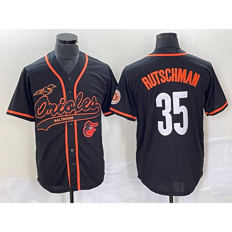 Boles Baltimore Orioles #35 Adley Rutschman Black  With Patch Cool Base Stitched Jersey