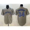 Boles  Toronto Blue Jays #34 Kevin Gausman Gray  2025 World Series Cool Base Stitched Jersey