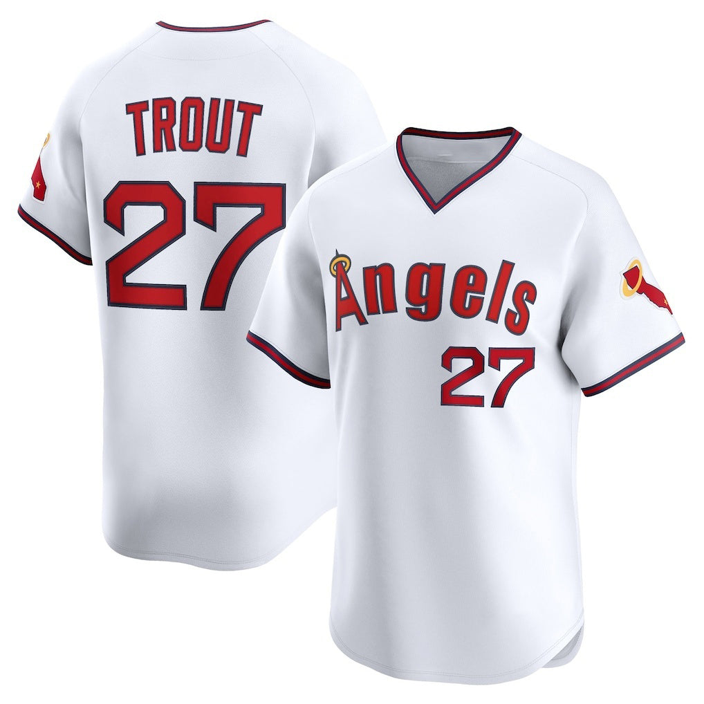 Boles Los Angeles Angels #27 Mike Trout White  Alternate Limited Jersey