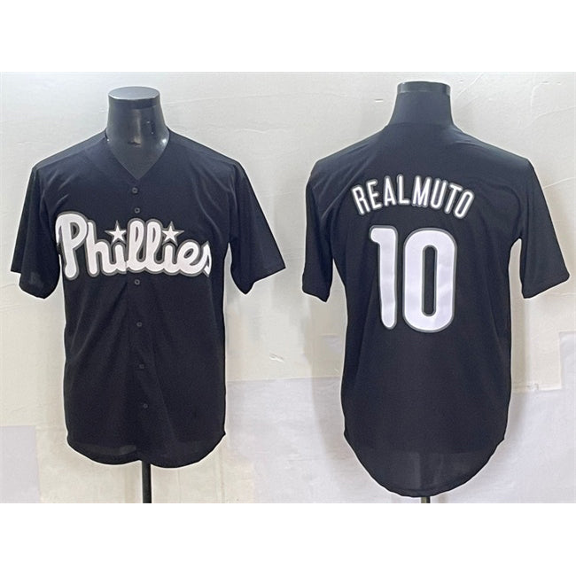 Boles  Philadelphia Phillies #10 J.T. Realmuto Black  Lights Out Limited Stitched Jersey