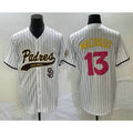 Boles  San Diego Padres #13 Manny Machado White  Pinstripe 2023 City Connect Cool Base Stitched Jersey