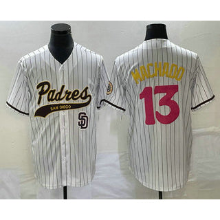 Boles  San Diego Padres #13 Manny Machado White  Pinstripe 2023 City Connect Cool Base Stitched Jersey