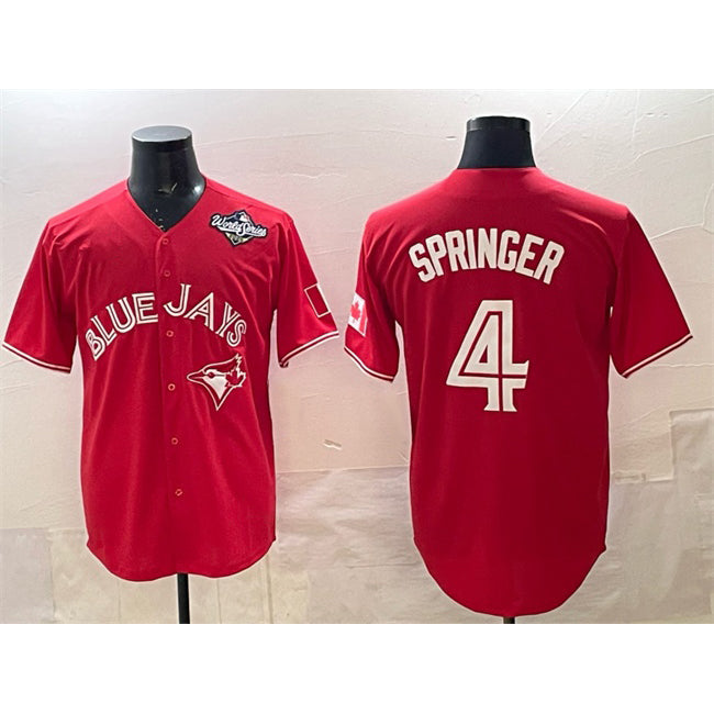 Boles  Toronto Blue Jays #4 George Springer Red  2025 World Series Cool Base Stitched Jersey