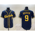 Boles    Milwaukee Brewers #9 Bob Uecker Navy  With Home Patch Limited Stitched Jersey