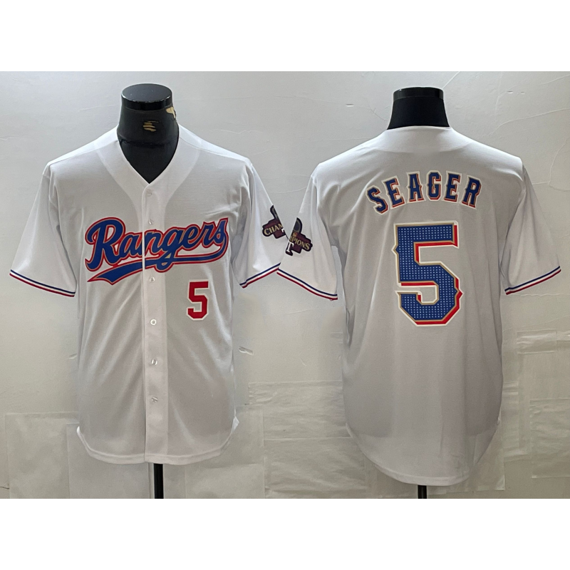 Boles Texas Rangers #5 Corey Seager Number White  2023 World Series Champions Cool Base Jersey 2