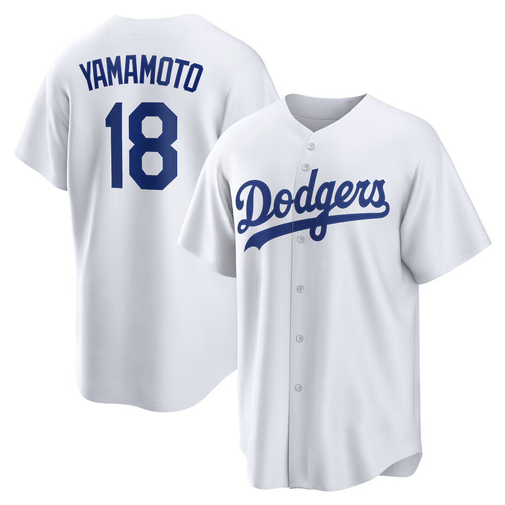 Boles Los Angeles Dodgers #18 Yoshinobu Yamamoto White  Home Replica Player Jersey
