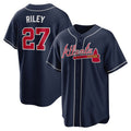 Boles Atlanta Braves #27 Austin Riley Navy  Alternate Replica Jersey