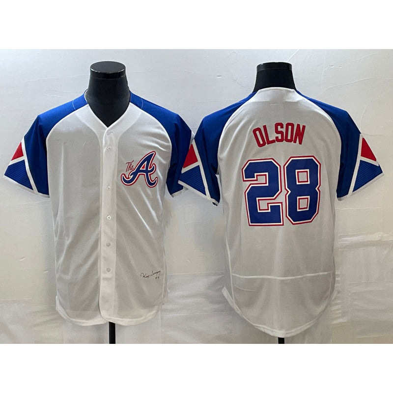 Boles Atlanta Braves #28 Matt Olson White  2023 City Connect Flex Base Stitched Jersey
