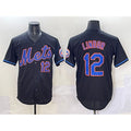 Boles  New York Mets #12 Francisco Lindor Black  Alternate Limited Stitched Jersey