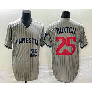Boles  Minnesota Twins #25 Byron Buxton Number 2023 Grey  Home Team Cool Base Stitched Jersey