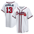 Boles Atlanta Braves #13 Ronald Acuna Jr. White  Home Replica Player Name Jersey