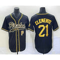 Boles  Pittsburgh Pirates #21 Roberto Clemente Number Black  Cool Base Stitched Jersey 1