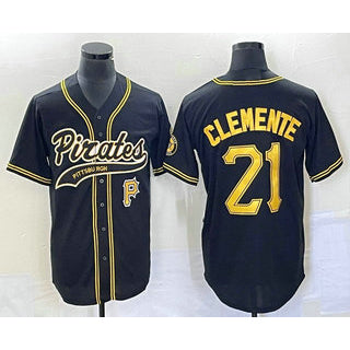 Boles  Pittsburgh Pirates #21 Roberto Clemente Number Black  Cool Base Stitched Jersey 1