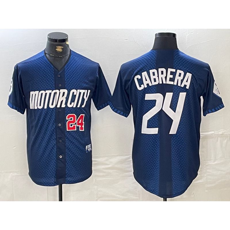 Boles Detroit Tigers #24 Miguel Cabrera Number Navy  2024 City Connect Cool Base Limited Stitched Jersey