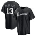 Boles Atlanta Braves #13 Ronald Acuna Jr. Black  Lights Out Limited Stitched Jersey