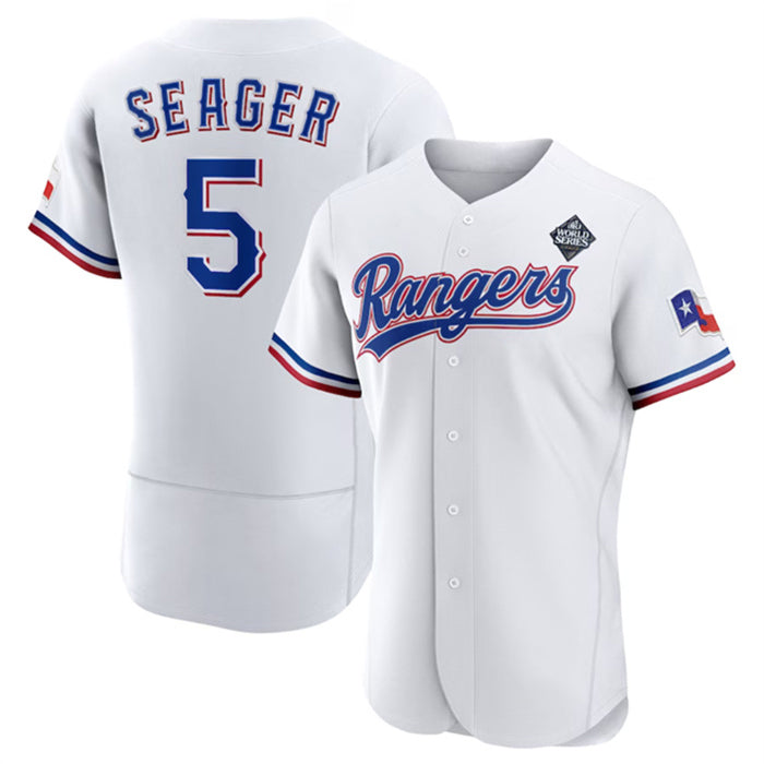 Boles Texas Rangers #5 Corey Seager White  2023 World Series Flex Base Stitched Jersey