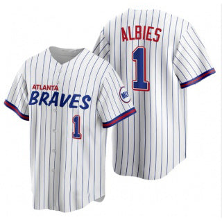 Boles Atlanta Braves #1 Ozzie Albies White  2021 City Connect Stitched Jersey