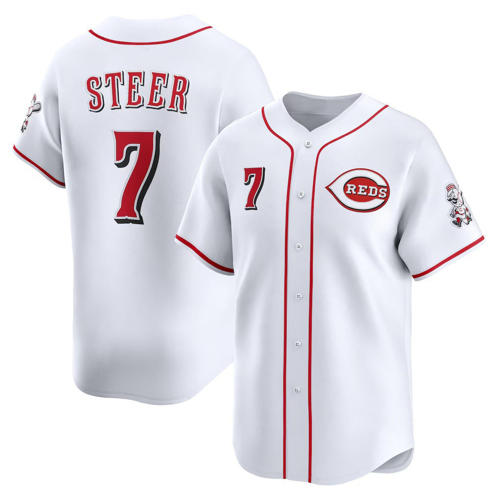 Boles Cincinnati Reds #7 Spencer Steer White  Home Limited Player Jersey