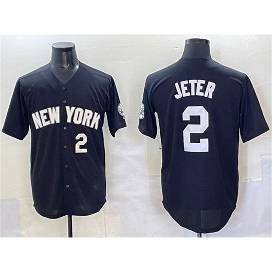 Boles  New York Yankees #2 Derek Jeter Black  Limited Stitched Jersey