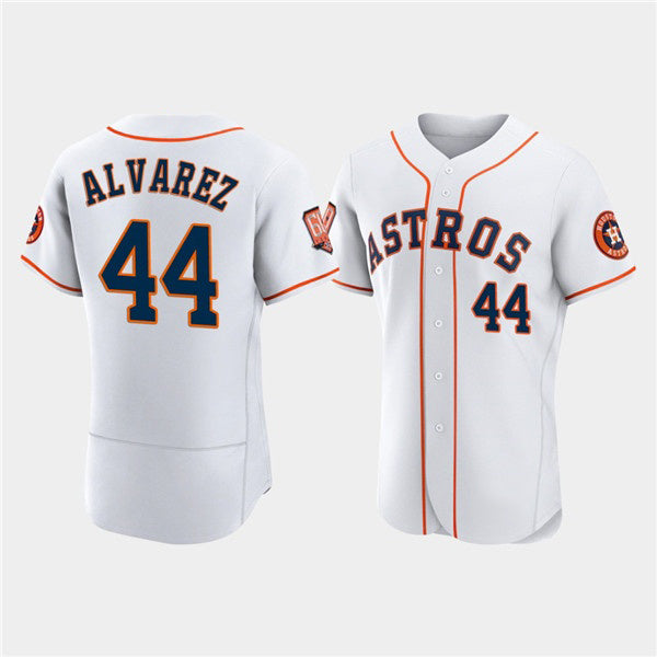 Boles Houston Astros #44 Yordan Alvarez White  60th Anniversary Flex Base Stitched Jersey