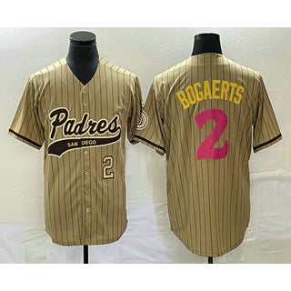 Boles  San Diego Padres #2 Xander Bogaerts Number Tan  Pinstripe 2023 City Connect Cool Base Stitched Jersey