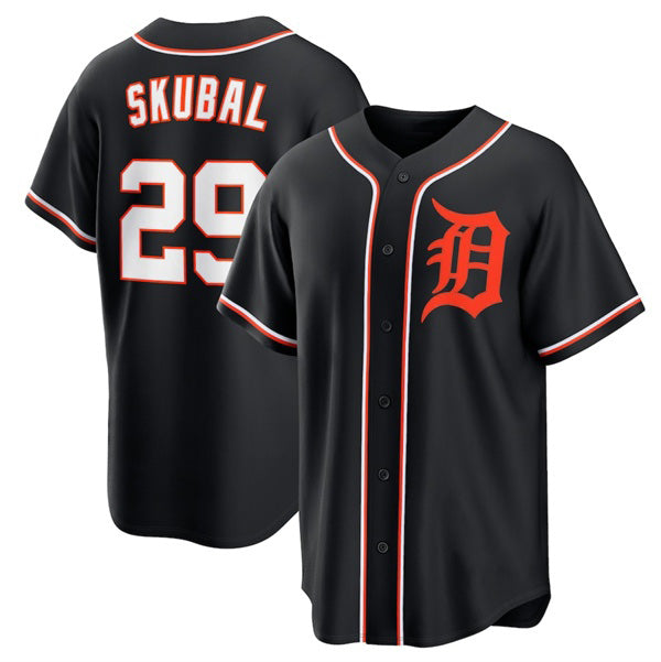 Boles Detroit Tigers #29 Tarik Skubal Black  Out Stitched Jersey