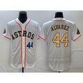 Boles Houston Astros #44 Yordan Alvarez Number 2023 White Gold  World Serise Champions Patch Flex Base Stitched Jersey 3