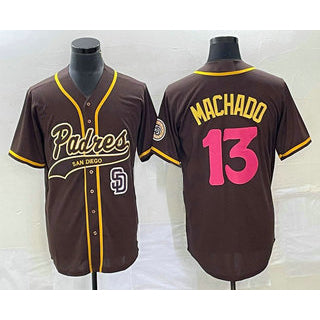 Boles  San Diego Padres #13 Manny Machado Brown  NEW 2023 City Connect Cool Base Stitched Jersey