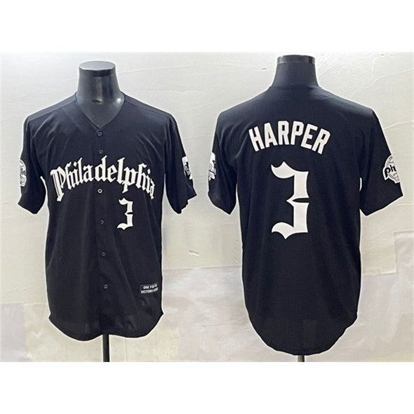 Boles  Philadelphia Phillies #3 Bryce Harper Black  Gothic Vapor Limited Stitched Jersey