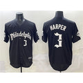 Boles  Philadelphia Phillies #3 Bryce Harper Black  Gothic Vapor Limited Stitched Jersey